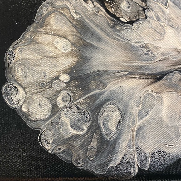 ❌SOLD❌12x12 hand painted Abstract Acrylic fluid pour art canvas painting black - Picture 7 of 10